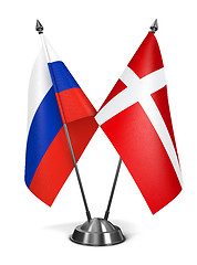 Image showing Russia and Denmark  - Miniature Flags.