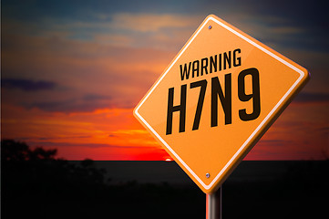 Image showing H7N9 on Warning Road Sign.