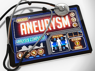 Image showing Aneurysm on the Display of Medical Tablet.