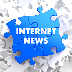 Image showing Internet News on Blue Puzzle.