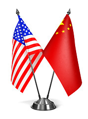 Image showing USA and China - Miniature Flags.