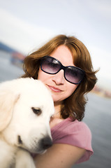 Image showing woman portrait with dog