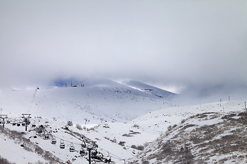 Image showing Ski slopes in mist