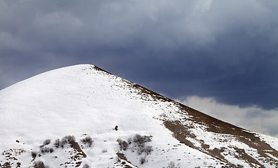 Image showing Off-piste slope and overcast gray sky