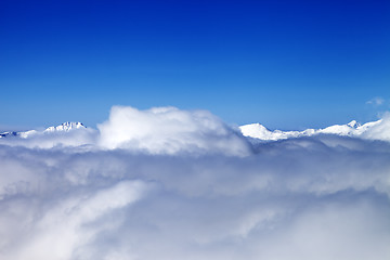 Image showing Mountains under clouds in nice day