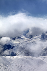 Image showing Off-piste slope in fog