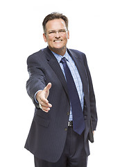 Image showing Handsome Businessman Reaching For A Handshake on White