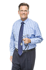 Image showing Handsome Smiling Male Doctor with Stethoscope on White