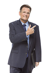 Image showing Handsome Businessman Pointing to the Side Isolated on White