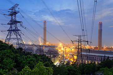 Image showing coal power station and night blue sky 