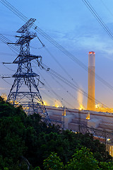 Image showing coal power station and night blue sky 