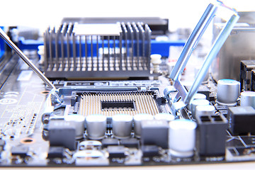 Image showing detail of modern computer mainboard (motherboard) 