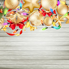 Image showing Christmas card with baubles. EPS 10