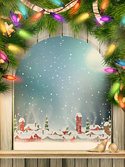 Image showing Christmas Theme - Window with a kind. EPS 10