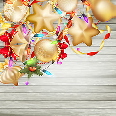 Image showing Christmas card with baubles. EPS 10