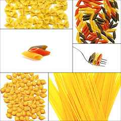 Image showing various type of Italian pasta collage