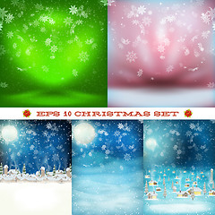 Image showing Christmas set, snowfall. EPS 10