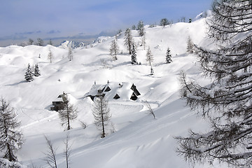 Image showing Wooden house under snow