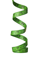 Image showing Spiraling green measuring tape