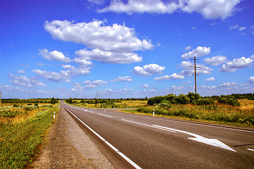 Image showing Speedway road through natural landscape in summer