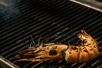 Image showing Grilled prawns on the grill