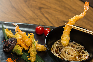 Image showing Tempura Shrimps with Vegetables