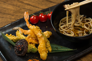 Image showing Tempura Shrimps with Vegetables