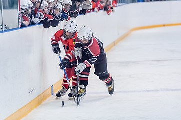 Image showing Game of children ice-hockey teams