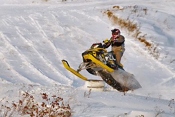 Image showing Sport snowmobile racing