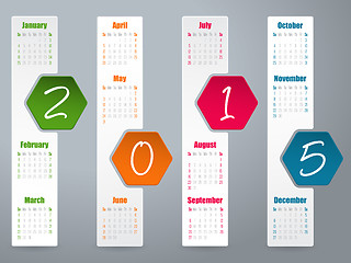 Image showing 2015 hexagon calendar design for year 2015