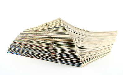 Image showing Stack of old magazines