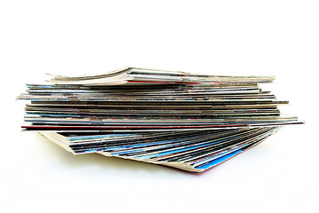 Image showing Pile of old magazines