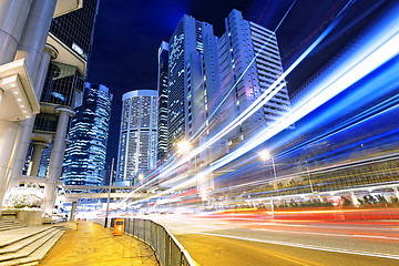 Image showing night traffic in the hong kong city 