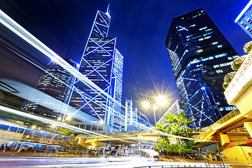 Image showing night traffic in the hong kong city 