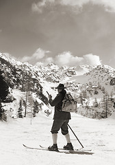 Image showing Vintage photos with vintage skier