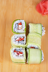 Image showing cucumber sushi rolls