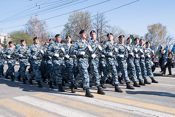 Image showing Group of police special troops on parade
