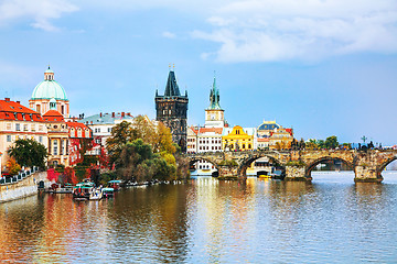 Image showing The Old Town with Charles bridge tower in Prague