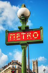 Image showing Metro sign in Paris, France