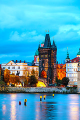 Image showing The Old Town with Charles bridge tower in Prague