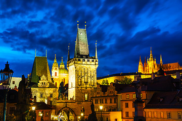 Image showing The Old Town with Charles bridge in Prague