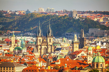 Image showing Aerial view of Prague on a sunny day