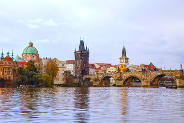 Image showing The Old Town with Charles bridge tower in Prague