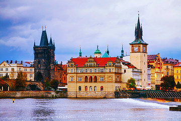 Image showing The Old Town with Charles bridge tower in Prague