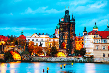 Image showing The Old Town with Charles bridge tower in Prague