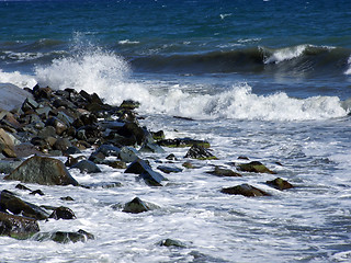 Image showing Wet stones in waves of the Black Sea