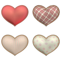 Image showing Heart-shaped soft toy set isolated. EPS 10