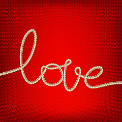 Image showing Thread word - love made from yarn on red. EPS 10