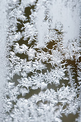 Image showing Snow frosted on window