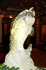 Image showing Ice sculpture of fish on Queen Mary 2